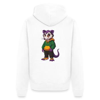 Opossum Drôle Kawaii Dessin animé Personnage Clipart - Veste à capuche bio Premium Unisexe - blanc - Dos - Thijin (182cm)