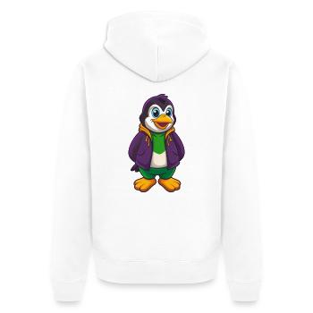 Pinguin Lustige Kawaii Cartoon Figur Clipart - Unisex Premium Bio Zip Hoodie - Weiß - Hinten - Thijin (182cm)