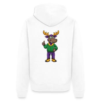 Elch Lustige Kawaii Cartoon Figur Clipart - Unisex Premium Bio Zip Hoodie - Weiß - Hinten - Thijin (182cm)