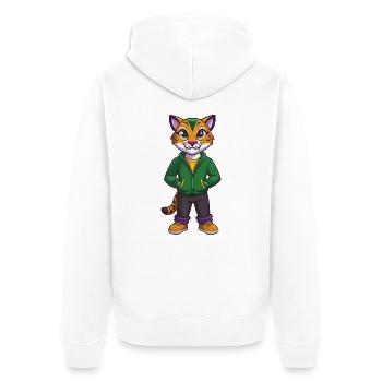 Ocelot Lustige Kawaii Cartoon Figur Clipart - Unisex Premium Bio Zip Hoodie - Weiß - Hinten - Thijin (182cm)