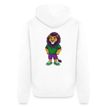 Lion Drôle Kawaii Dessin Animé Personnage Clipart - Veste à capuche bio Premium Unisexe - blanc - Dos - Thijin (182cm)