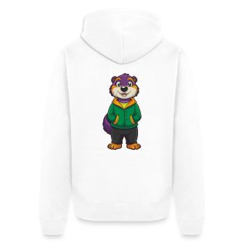 Murmeltier Lustige Kawaii Cartoon Figur Clipart - Unisex Premium Bio Zip Hoodie - Weiß - Hinten - Thijin (182cm)
