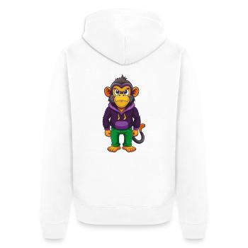 Monkey Funny Kawaii Cartoon Character Clipart - Unisex Premium Organic Zip Hoodie - white - Back - Thijin (182cm)