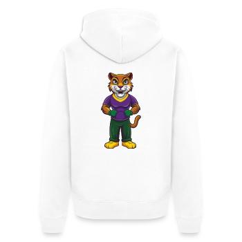Cougar drôle Kawaii dessin animé Personnage Clipart - Veste à capuche bio Premium Unisexe - blanc - Dos - Thijin (182cm)