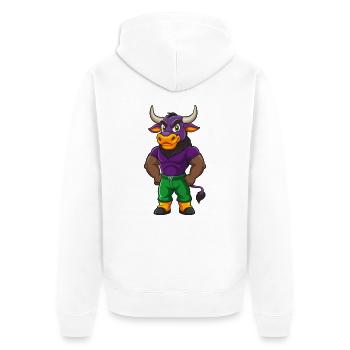 Bull Funny Kawaii Cartoon Character Clipart - Unisex Premium Organic Zip Hoodie - white - Back - Thijin (182cm)