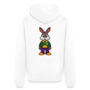 Lapin Drôle Kawaii Dessin Animé Personnage Clipart - Veste à capuche bio Premium Unisexe - blanc - Dos - Thijin (182cm)