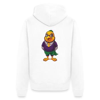 Canari oiseau drôle Kawaii dessin animé Personnage Clipart - Veste à capuche bio Premium Unisexe - blanc - Dos - Thijin (182cm)