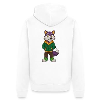 Loup Arctique Drôle Kawaii Dessin Animé Personnage Clipart - Veste à capuche bio Premium Unisexe - blanc - Dos - Thijin (182cm)