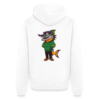 Barracuda Funny Kawaii Dessin animé Personnage Clipart - Veste à capuche bio Premium Unisexe - blanc - Dos - Thijin (182cm)