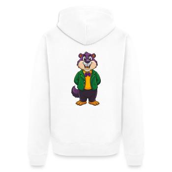 Und täglich grüßt das Murmeltier Lustige Kawaii Cartoon Figur Clipart - Unisex Premium Bio Zip Hoodie - Weiß - Hinten - Thijin (182cm)