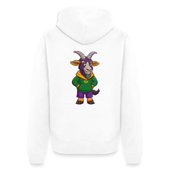 Chèvre Drôle Kawaii Dessin Animé Personnage Clipart - Veste à capuche bio Premium Unisexe - blanc - Dos - Thijin (182cm)