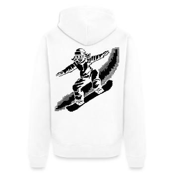 Snowboarder Pixel Art - Veste à capuche bio Premium Unisexe - blanc - Dos - Thijin (182cm)