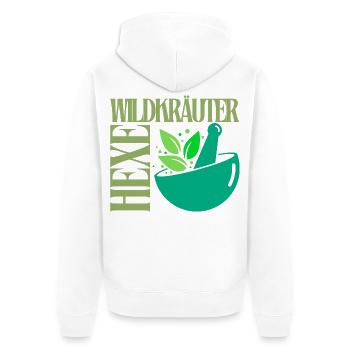 Mystisches Kräuter Design Wildkräuter Hexe - Unisex Premium Bio Zip Hoodie - Weiß - Hinten - Thijin (182cm)