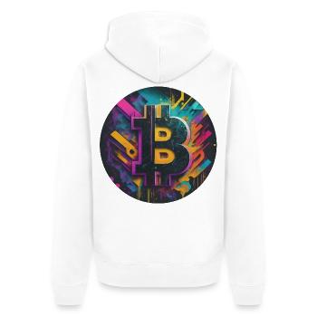 Bitcoin explosion of colors - Unisex Premium Organic Zip Hoodie - white - Back - Thijin (182cm)
