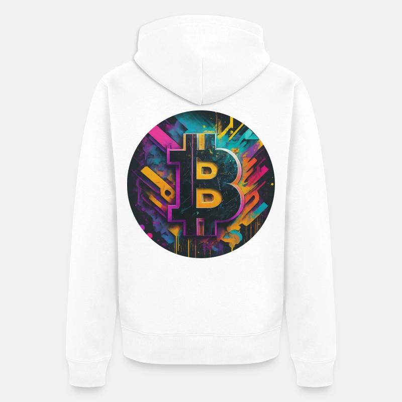 Bitcoin-Explosion der Farben - Unisex Premium Bio Zip Hoodie - Weiß