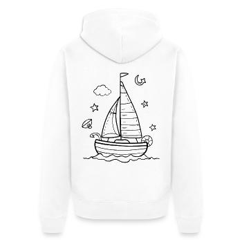 Cartoon Sailing - Unisex Premium Organic Zip Hoodie - white - Back - Thijin (182cm)