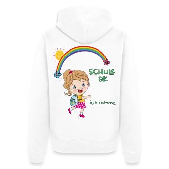 Schulkind, Einschulung - Unisex Premium Bio Zip Hoodie - Weiß - Hinten - Thijin (182cm)
