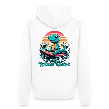Mignon T-Rex Surfer Surfer Cadeau de surf - Veste à capuche bio Premium Unisexe - blanc - Dos - Thijin (182cm)