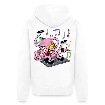 Deejay Octopus - Unisex Premium Organic Zip Hoodie - white - Back - Thijin (182cm)