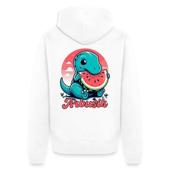 Mignon T-Rex Pastèque Arbusik Cadeau - Veste à capuche bio Premium Unisexe - blanc - Dos - Thijin (182cm)