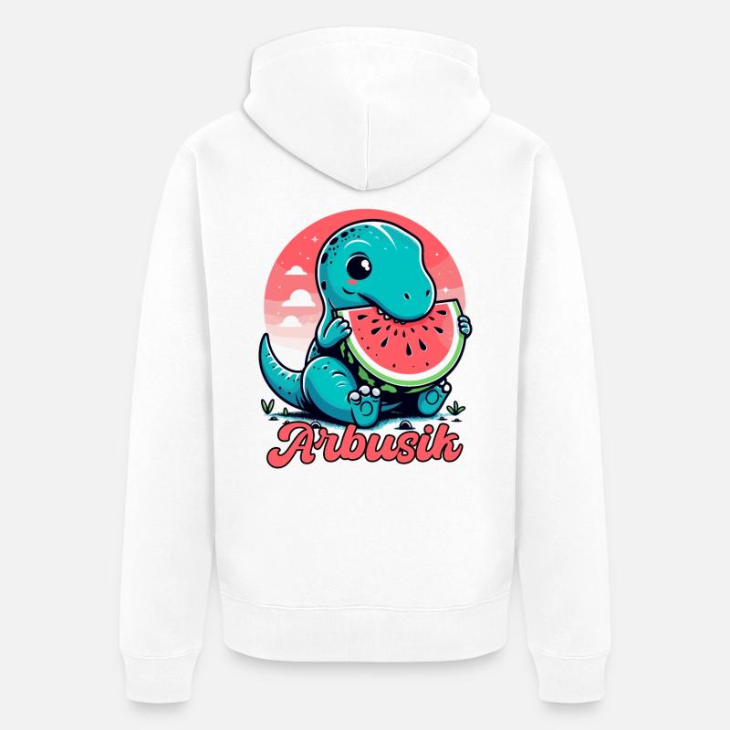 Mignon T-Rex Pastèque Arbusik Cadeau - Veste à capuche bio Premium Unisexe - blanc