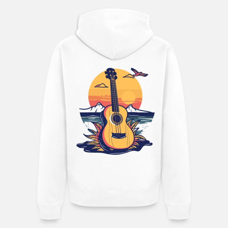 Graphiques pour ukulélé - Veste à capuche bio Premium Unisexe - blanc