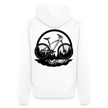 Fahrradfahrer Skizze - Unisex Premium Bio Zip Hoodie - Weiß - Hinten - Thijin (182cm)