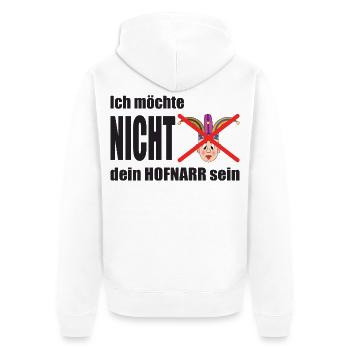 Ich möchte nicht dein Hofnarr sein - Unisex Premium Bio Zip Hoodie - Weiß - Hinten - Thijin (182cm)