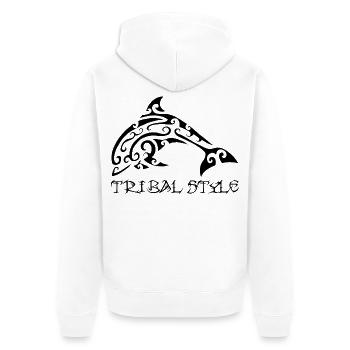 Polynesian black dolphin - Unisex Premium Organic Zip Hoodie - white - Back - Thijin (182cm)