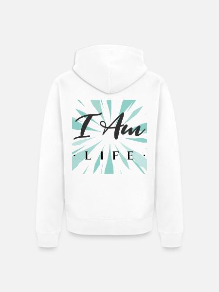 Ich bin das Leben - Unisex Premium Bio Zip Hoodie - Weiß