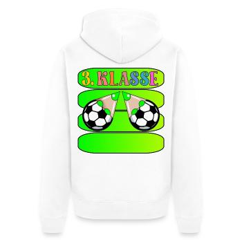 Grundschule 3. Klasse Fußball - Unisex Premium Bio Zip Hoodie - Weiß - Hinten - Thijin (182cm)
