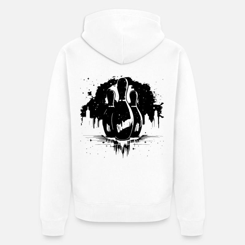 Graphiques de bowling - Veste à capuche bio Premium Unisexe - blanc