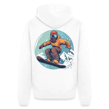 Snowboarding Grafik - Unisex Premium Bio Zip Hoodie - Weiß - Hinten - Thijin (182cm)