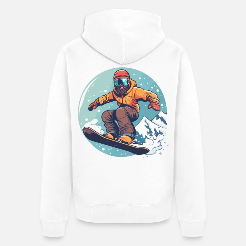 Graphismes de snowboard - Veste à capuche bio Premium Unisexe - blanc