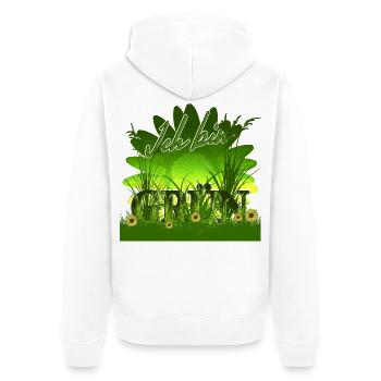 I AM GREEN - Margarites Grass Sun - Unisex Premium Organic Zip Hoodie - white - Back - Thijin (182cm)