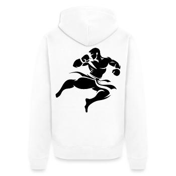 Kickboxen Zeichnung - Unisex Premium Bio Zip Hoodie - Weiß - Hinten - Thijin (182cm)