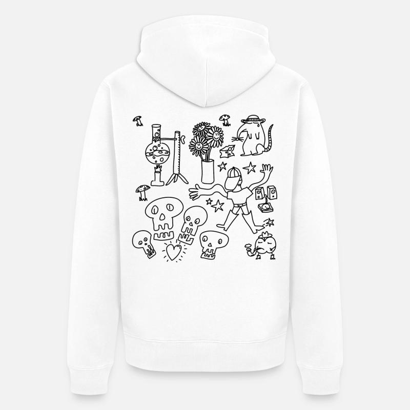 Kritzeln oder nach Hause gehen - Unisex Premium Bio Zip Hoodie - Weiß