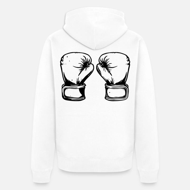 Dessin de gants de boxe - Veste à capuche bio Premium Unisexe - blanc