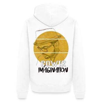 Power Imagination – Design de déclaration créative - Veste à capuche bio Premium Unisexe - blanc - Dos - Thijin (182cm)