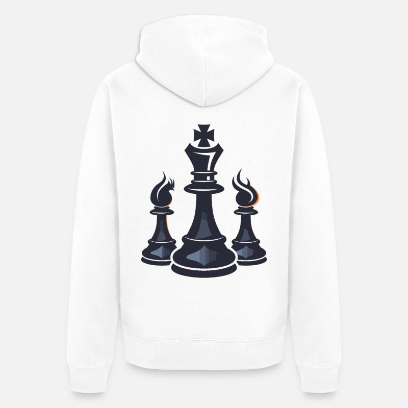 Graphiques de pièces d’échecs - Veste à capuche bio Premium Unisexe - blanc