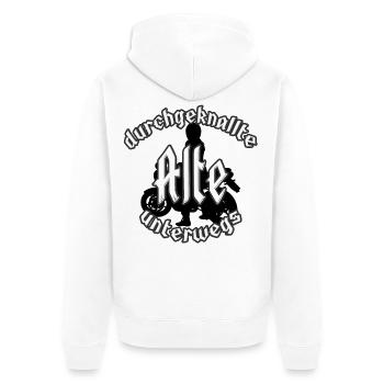 vieille femme folle sur la route - Veste à capuche bio Premium Unisexe - blanc - Dos - Thijin (182cm)