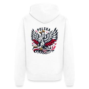 Pologne Polska Polonais Rouge Blanc Aigle Couronne Cadeau - Veste à capuche bio Premium Unisexe - blanc - Dos - Thijin (182cm)