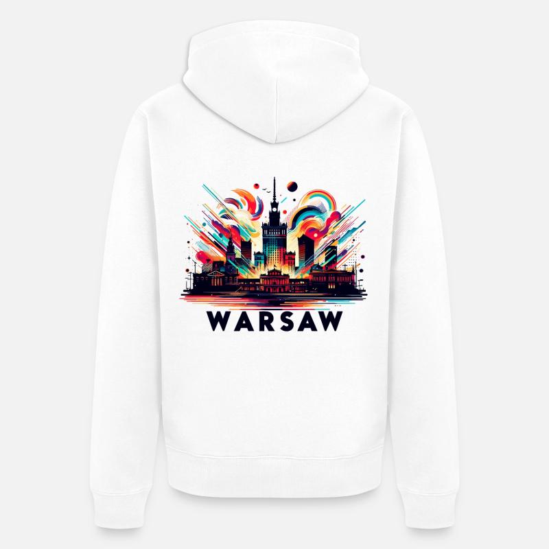 Varsovie Capitale Pologne Cadeau - Veste à capuche bio Premium Unisexe - blanc