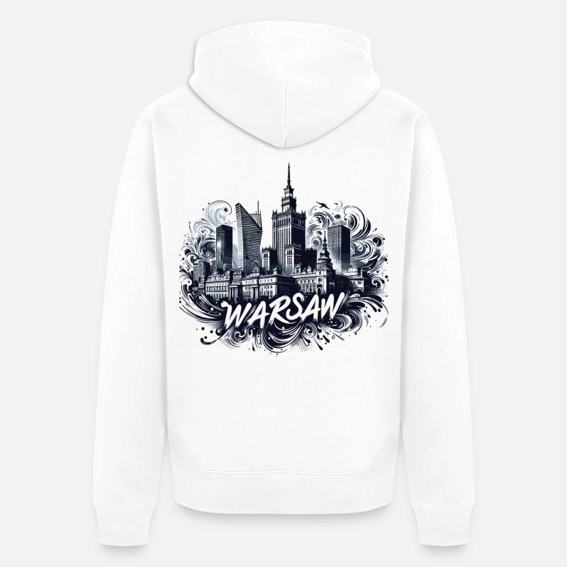 Varsovie Capitale Pologne Cadeau - Veste à capuche bio Premium Unisexe - blanc