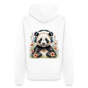 Pandas and music - Unisex Premium Organic Zip Hoodie - white - Back - Thijin (182cm)