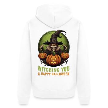 Happy Halloween Party Witch Pumpkins Jack O'Lantern - Unisex Premium Organic Zip Hoodie - white - Back - Thijin (182cm)