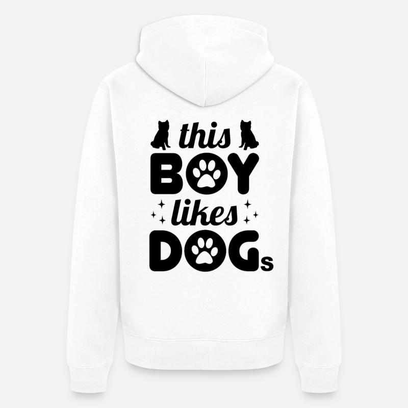 Ce garçon aime les chiens - Veste à capuche bio Premium Unisexe - blanc