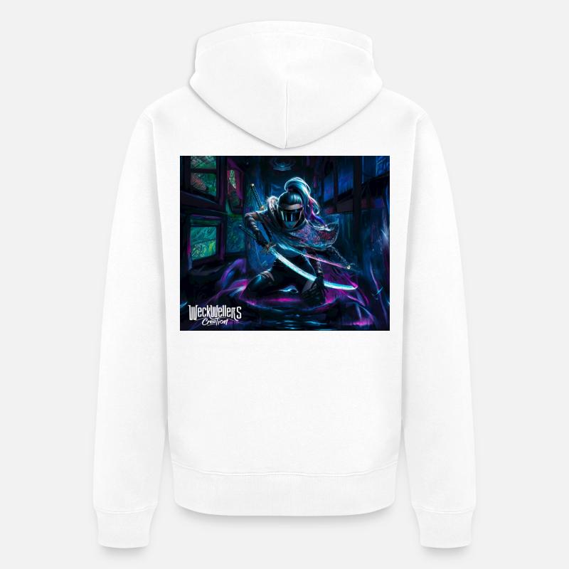 Graffiti Anime Samouraï - Veste à capuche bio Premium Unisexe - blanc