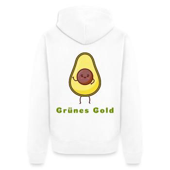 Grünes Gold - Unisex Premium Bio Zip Hoodie - Weiß - Hinten - Thijin (182cm)