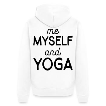 Yoga Sprüche - Unisex Premium Bio Zip Hoodie - Weiß - Hinten - Thijin (182cm)